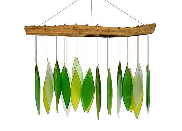 Spring Leaves & Driftwood Glass Chime - YourGardenStop