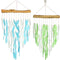 Green or Blue Waterfall Wind Chime Glass/Driftwood Ocean - YourGardenStop
