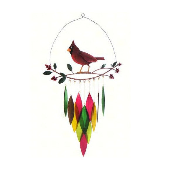 Cardinal on Branch Wind Chime - YourGardenStop