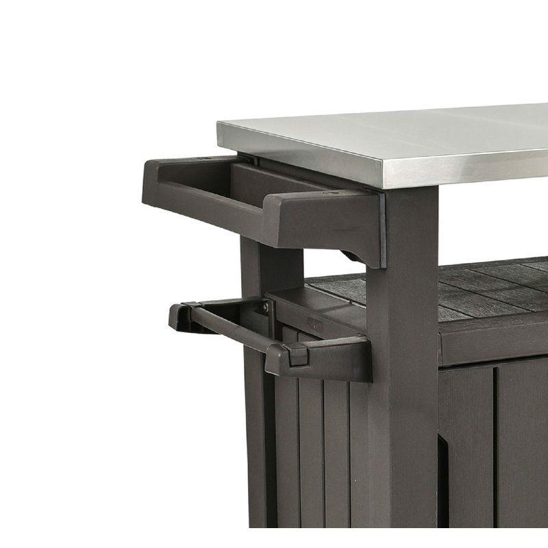 Outdoor Grill Party Caster Bar Serving Cart with Storage Dark Brown - YourGardenStop