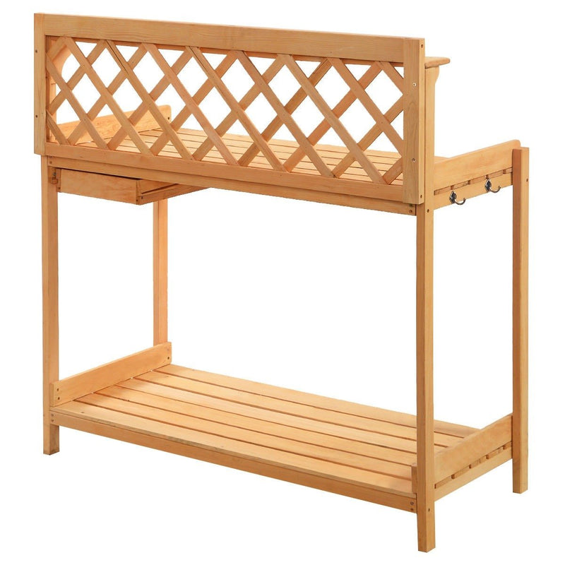 Outdoor Home Garden Wooden Potting Bench with Storage Drawer - YourGardenStop