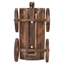 Mobile Half Barrel Solid Wood Planter Box on Wooden Wheels - YourGardenStop
