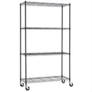 Heavy Duty Black Steel 4-Tier Shelving Unit with Locking Casters - YourGardenStop
