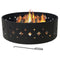 Heavy Duty 36 inch Black Steel Fire Pit Ring with Diamond Pattern - YourGardenStop