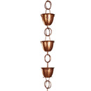 Hammered Copper Cups 8.5-Feet Rain Chain Rain Gutter / Barrel - YourGardenStop