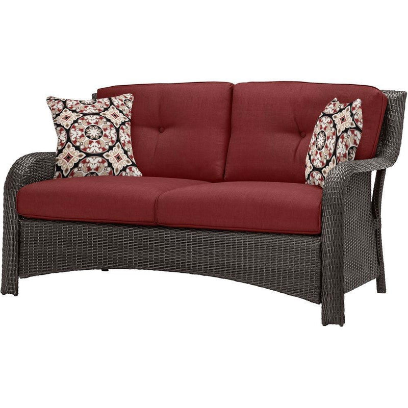 Brown Resin Wicker 6-Piece Patio Furniture Lounge Set with Red Seat Cushions - YourGardenStop