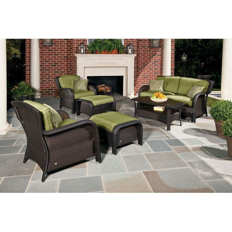 Outdoor Resin Wicker 6-Piece Patio Furniture Set with Green Seat Cushions - YourGardenStop