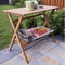 Indoor Outdoor Wood Potting Bench Garden Table with Lower Shelf - YourGardenStop