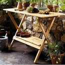 Indoor Outdoor Wood Potting Bench Garden Table with Lower Shelf - YourGardenStop