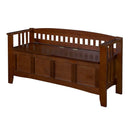 Split Seat Storage Accent Bench in Walnut Wood Finish - YourGardenStop