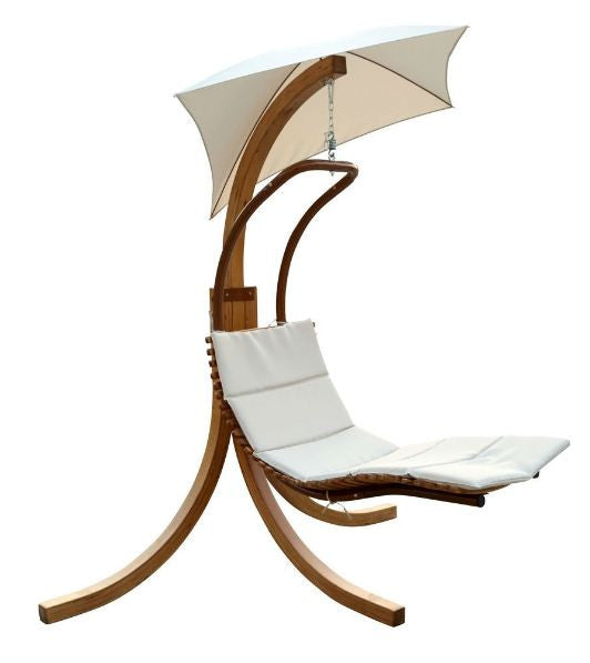 Modern Porch Swing Lounger Chair with Umbrella and Cushion - YourGardenStop