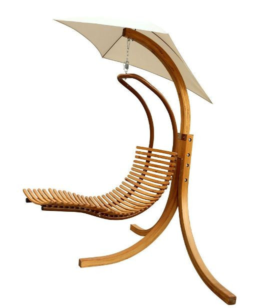 Modern Porch Swing Lounger Chair with Umbrella and Cushion - YourGardenStop