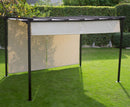 10ftx12ft Dark Brown Steel Pergola with Retractable Ivory Shade Canopy - YourGardenStop