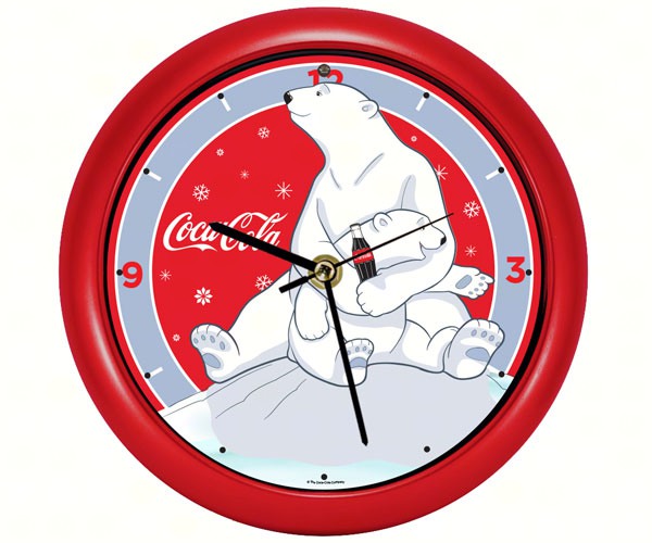 Coca-Cola Santa w/Train or Polar Bear w/Cub 8 inch Sound Clock - YourGardenStop