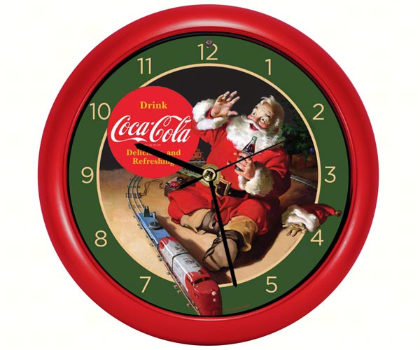 Coca-Cola Santa w/Train or Polar Bear w/Cub 8 inch Sound Clock - YourGardenStop