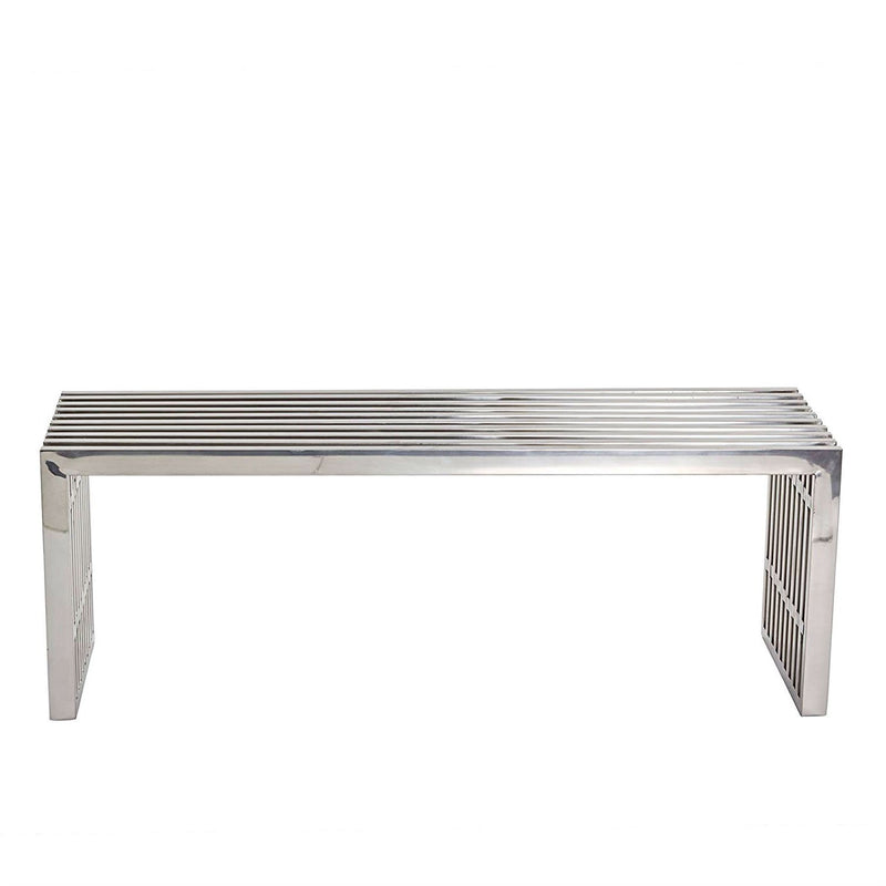 Modern Mid-Century Stainless Steel Accent Bench - YourGardenStop
