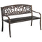 Outdoor Weather Resistant Metal Garden Bench with Welcome Floral Back - YourGardenStop