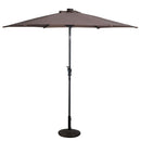 Tan 9-Ft Patio Umbrella with Steel Pole Crank Tilt and Solar LED Lights - YourGardenStop