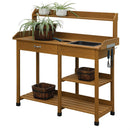 Outdoor Garden Wood Potting Bench Work Table with Sink in Light Oak Finish