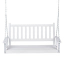 White 4.5-ft Slat-Back Solid Wood Porch Swing with Chain - YourGardenStop
