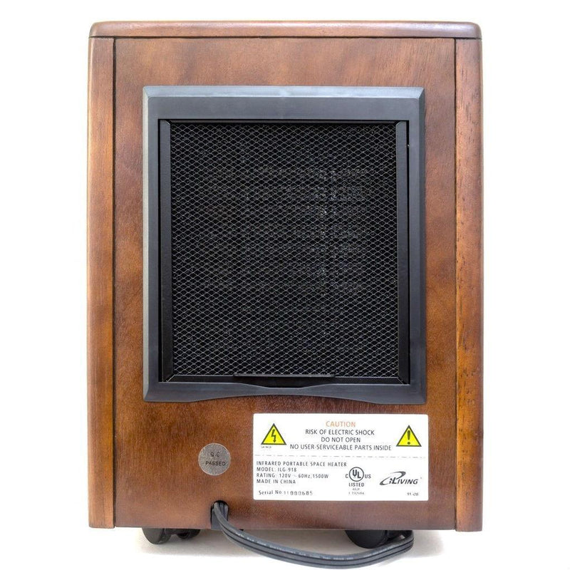 Infrared Space Heater 1500W with Remote w/ Dark Walnut Wood Cabinet - YourGardenStop