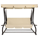 3-Seat Canopy Swing with Beige Cushions - YourGardenStop