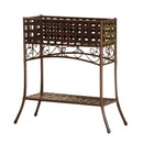 Elevated Wrought Iron Metal Plant Planter Stand in Bronze - YourGardenStop