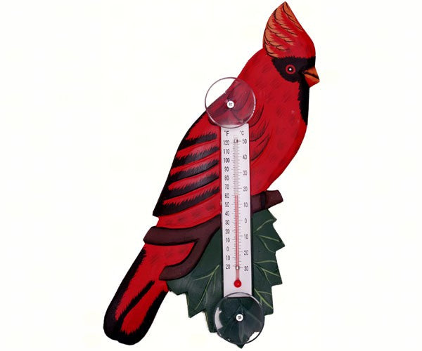Cardinal, Robin or Blue Jay on a Branch Small Window Thermometers - YourGardenStop