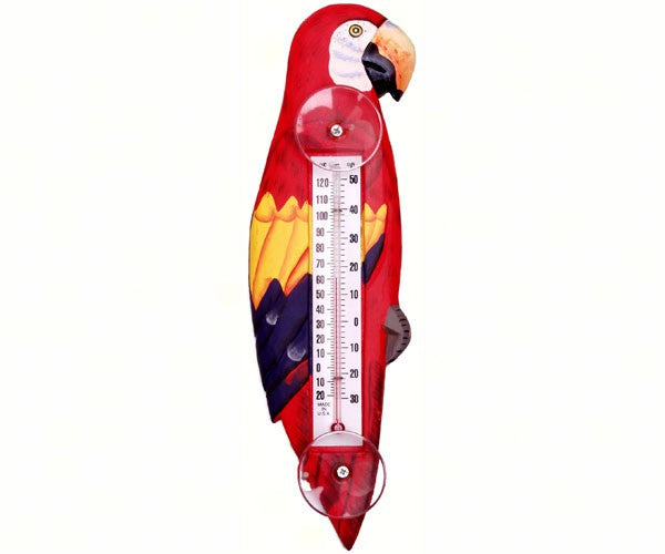 Red Parrot Small Window Thermometer by Songbird Essentials - YourGardenStop