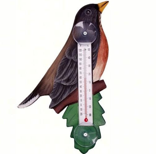 Cardinal, Robin or Blue Jay on a Branch Small Window Thermometers - YourGardenStop