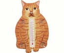 Fat Orange Tabby Cat Small Window Thermometer - YourGardenStop