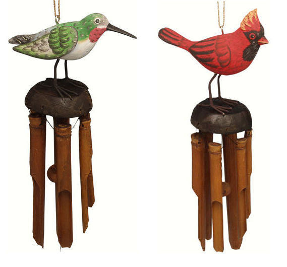 Bamboo Wind Chime by Songbird Essentials (Cardinal & Hummingbird) - YourGardenStop