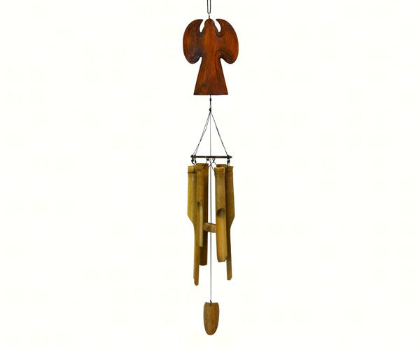 Wooden Angel Bamboo Chime (Natural or White) - YourGardenStop