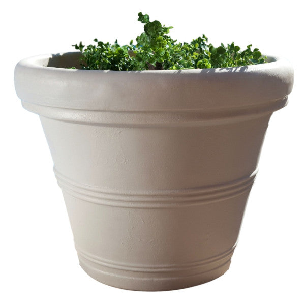 12-inch Diameter Round Planter in Weathered Stone Finish Poly Resin - YourGardenStop