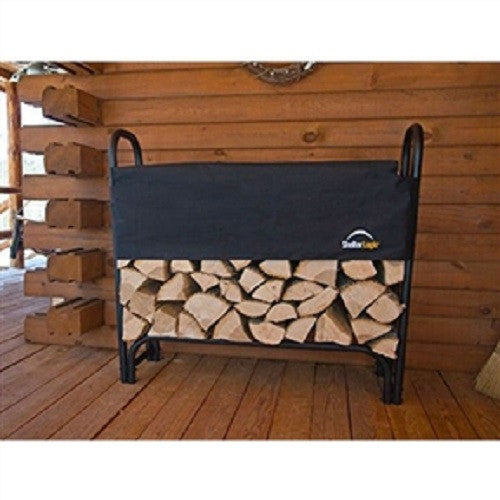 Outdoor Firewood Rack 4 Ft Steel Frame Wood Log Storage with Cover - YourGardenStop