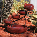 Red Ceramic 5-Tier Hand Painted Bird Bath Fountain with Solar Pump - YourGardenStop