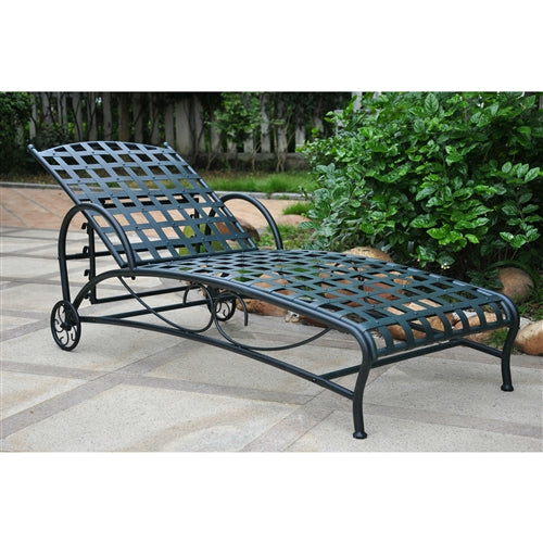 Outdoor Multi-Position Iron Chaise Lounge Chair in Black - YourGardenStop
