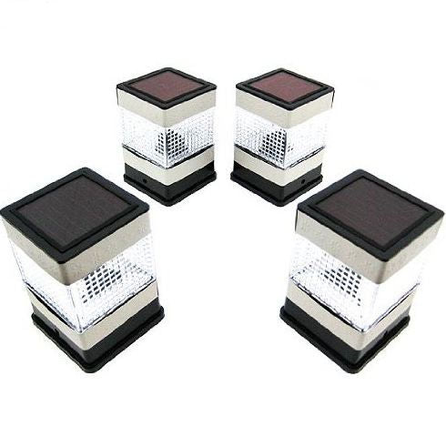 Set of 4 Solar Powered Deck or Post Cap LED Lights - YourGardenStop