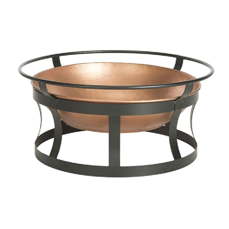 Copper Fire Pit with Black Iron Stand Grate and Fire Poker - YourGardenStop
