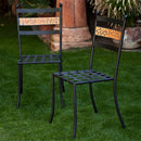 Set of 2-Patio Metal Bistro Chairs in Black Iron w/Terracotta Backrest - YourGardenStop