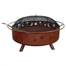 Large 36" Moon Stars Outdoor Steel Fire Pit with Spark Guard - YourGardenStop