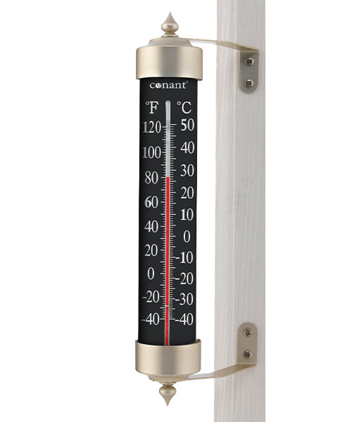 8.5" Thermometer High Contrast Black  (Satin Nickel) - YourGardenStop
