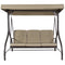 Tan 3 Seat Outdoor Porch Deck Patio Canopy Swing with Cushions - YourGardenStop