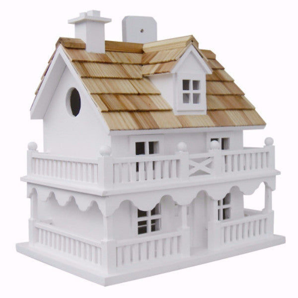 White Cottage Style Wood Birdhouse with unpainted Nest Box Bird House - YourGardenStop