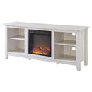 Whitewash 58 inch TV Stand Electric Fireplace Space Heater - YourGardenStop