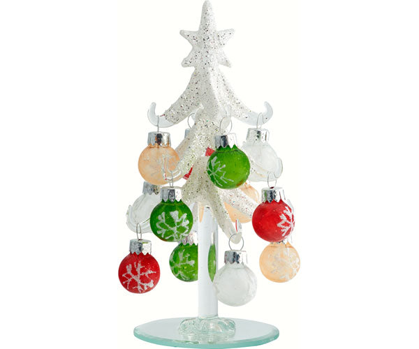 Tree - Frosted - 6 Inch - w/12 Ornament Balls - YourGardenStop